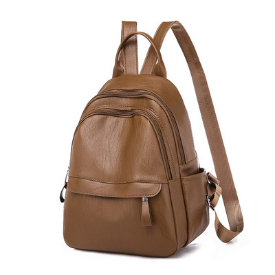 Moodne naiste nahast seljakott eesmise lukuga