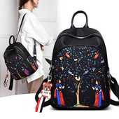 Stiilne naiste tekstiilist seljakott aplikatsiooni ja lukuga