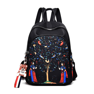 Stiilne naiste tekstiilist seljakott aplikatsiooni ja lukuga