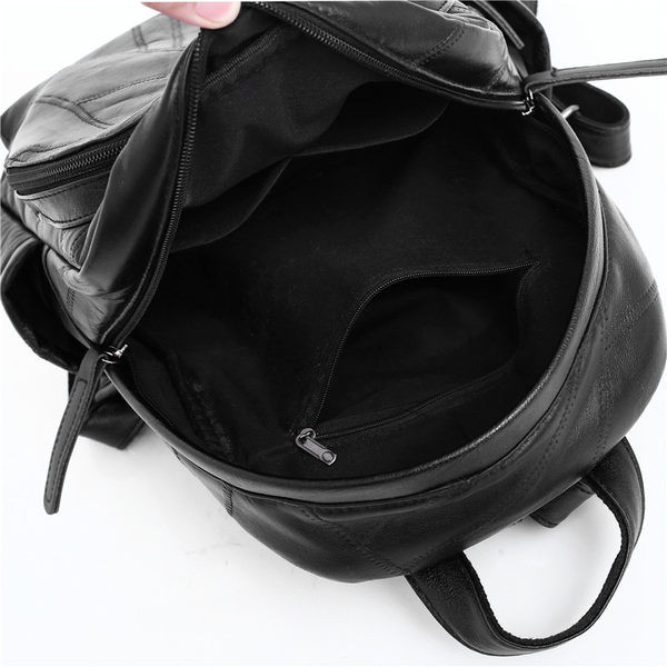 Naiste moodne tõmblukuga nahast seljakott