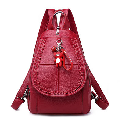 Naiste nahast seljakott luku ja ripatsiga