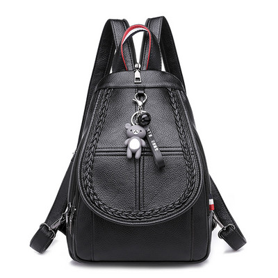 Naiste nahast seljakott luku ja ripatsiga