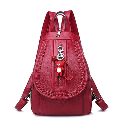 Naiste nahast seljakott luku ja ripatsiga