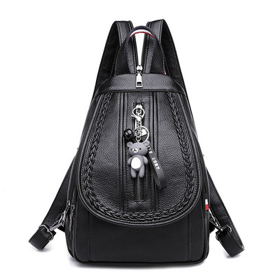 Naiste nahast seljakott luku ja ripatsiga