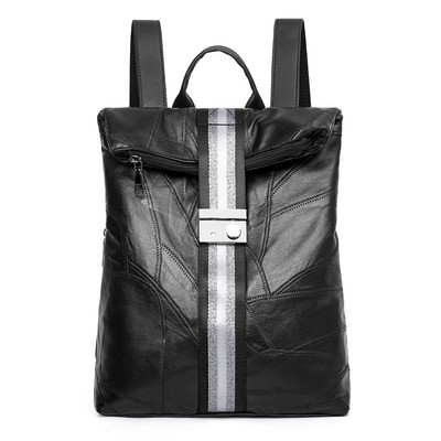 Ежедневна дамска раница от изкуствена кожа с метално закопчаване