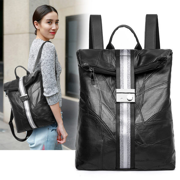 Ежедневна дамска раница от изкуствена кожа с метално закопчаване