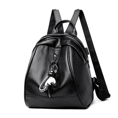 Kaasaegne naiste nahast seljakott lukuga