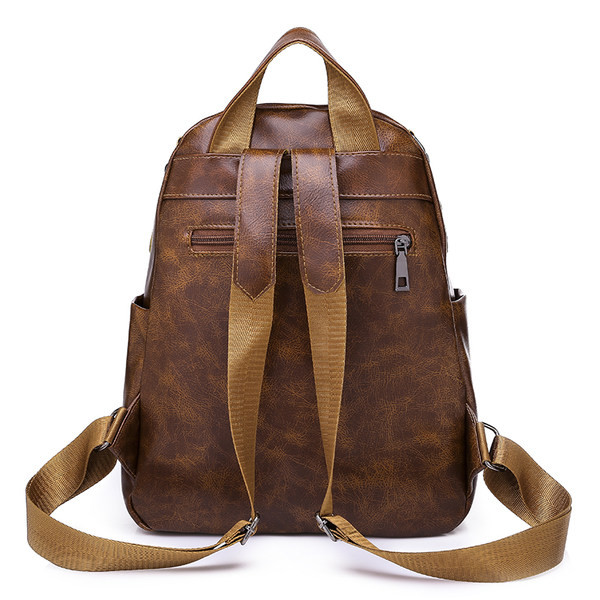 Naiste stiilne nahast seljakott, millel on lukuga tavaline mudel