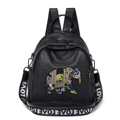 Naiste igapäevakott tikandiga - valge ja must