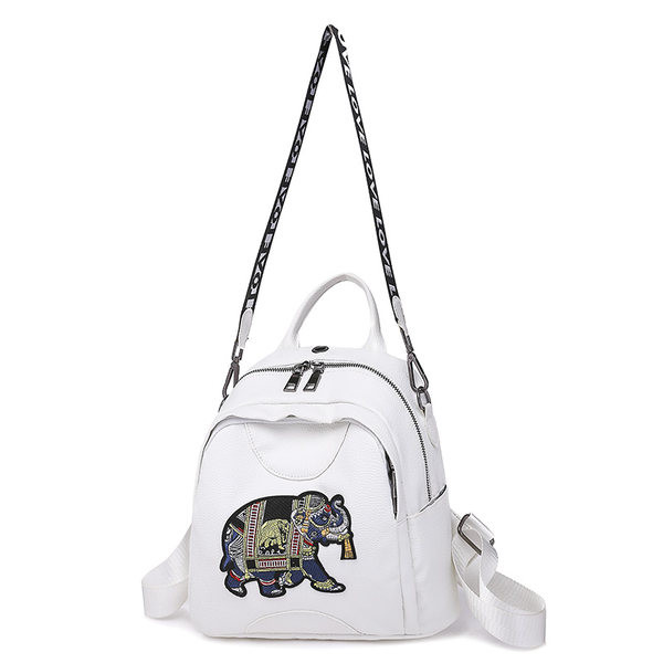 Naiste igapäevakott tikandiga - valge ja must