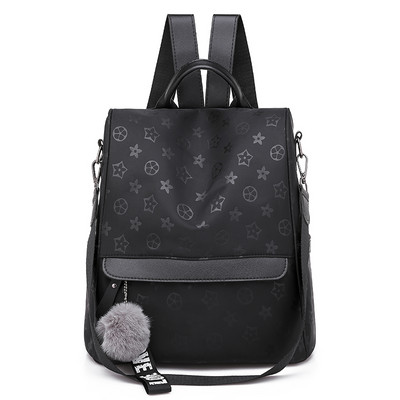 Must naiste seljakott esitasku ja sulekaunistusega