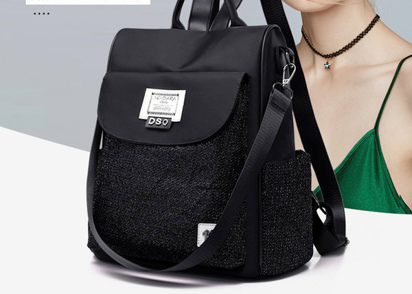 Mitmes värvitoonis tekstiilist sangaga naiste seljakott