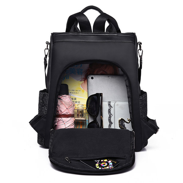 Mitmes värvitoonis tekstiilist sangaga naiste seljakott