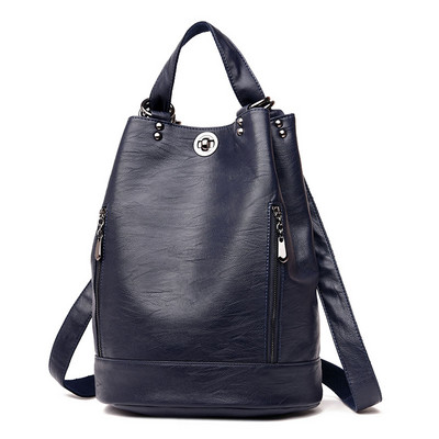 Γυναικείο σακίδιο πλάτης με φερμουάρ από έκο δέρμα - τέσσερα χρώματα