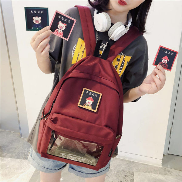 Naiste lõuendist seljakott embleemi ja esitaskuga