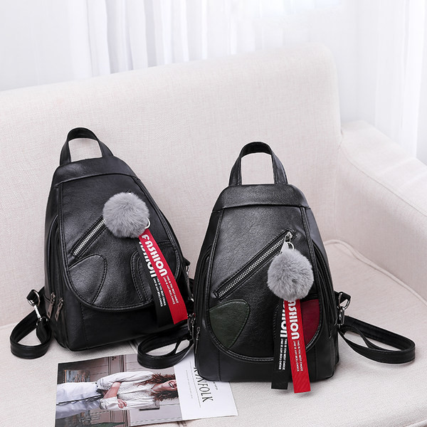 Naiste nahast seljakott musta värvi udusulgedega