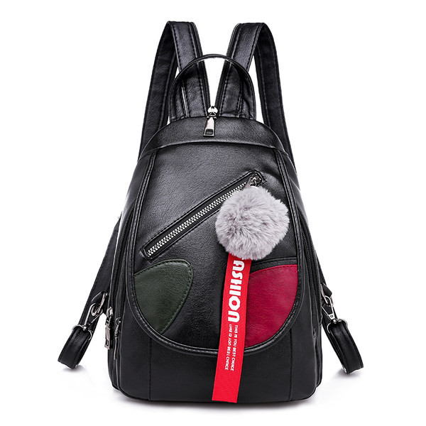 Naiste nahast seljakott musta värvi udusulgedega