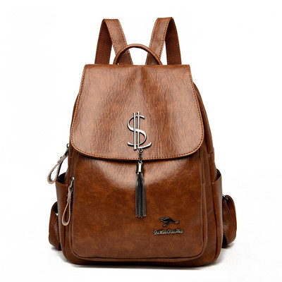 Γυναικείο σακίδιο πλάτης από συνθετικό δέρμα και μεταλλική διακόσμηση