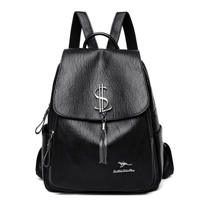 Γυναικείο σακίδιο πλάτης από συνθετικό δέρμα και μεταλλική διακόσμηση