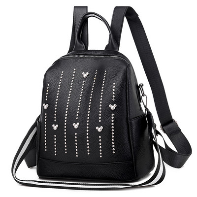 Naiste musta värvi kividega nahast kott