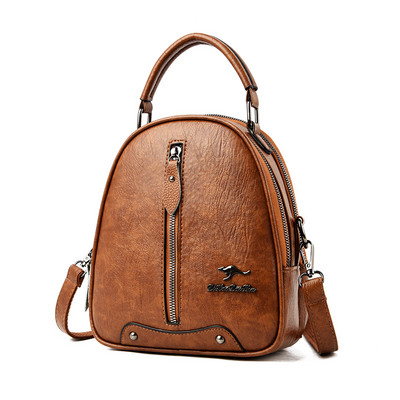 Öko-nahast väike naiste seljakott metallist embleemiga