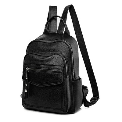 Νέο μοντέλο γυναικείο σακίδιο πλάτης από οικολογικό δέρμα με τσέπες