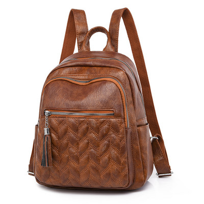 Stílusos női bőr hátizsák elülső cipzárral