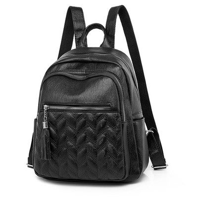 Stílusos női bőr hátizsák elülső cipzárral