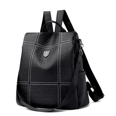 Öko-nahast naiste seljakott kontrastsete õmblustega