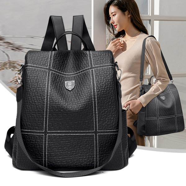 Öko-nahast naiste seljakott kontrastsete õmblustega