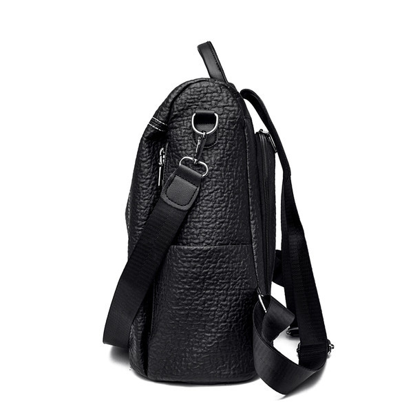 Öko-nahast naiste seljakott kontrastsete õmblustega