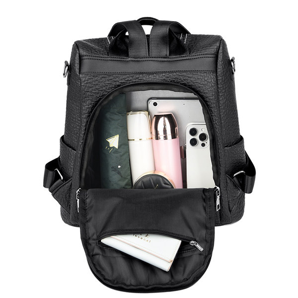 Öko-nahast naiste seljakott kontrastsete õmblustega