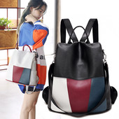 Naiste musta ja valge nahast seljakott