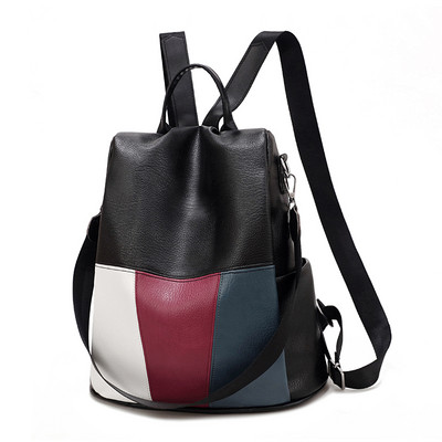 Naiste musta ja valge nahast seljakott