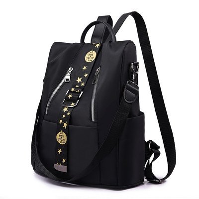 Naiste moodne tekstiilist seljakott eesmise luku ja taskuga