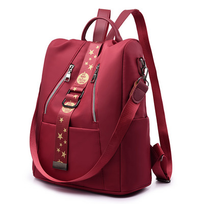 Naiste moodne tekstiilist seljakott eesmise luku ja taskuga