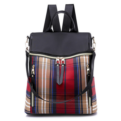 Γυναικείο σακίδιο πλάτης από καμβά με τσέπες σε δύο χρώματα