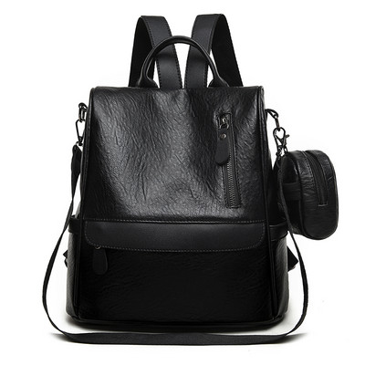 Γυναικείο έκο δερμάτινο σακίδιο πλάτης σε καφέ και μαύρο χρλωμα