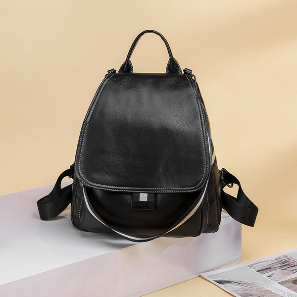 Naiste nahast seljakott, must ja pruun