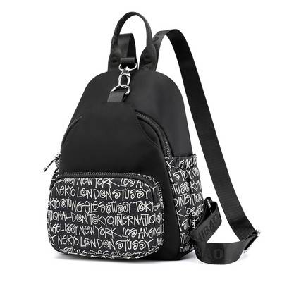 Naiste tekstiilist seljakott esitaskuga - musta värvi