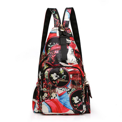 Γυναικείο σακίδιο πλάτης με έγχρωμη δεξιά και μπροστινή τσέπη