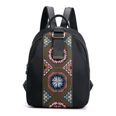 Γυναικείο υφασμάτινο σακίδιο πλάτης με απλικέ και μεταλλικό στοιχείο