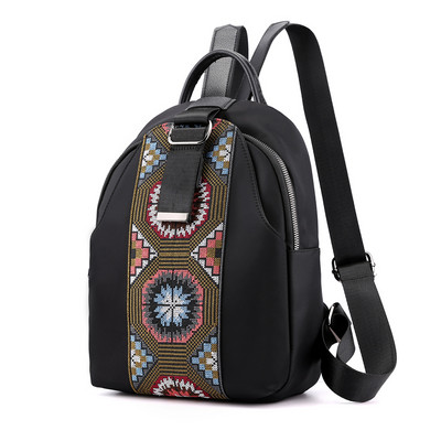 Γυναικείο υφασμάτινο σακίδιο πλάτης με απλικέ και μεταλλικό στοιχείο