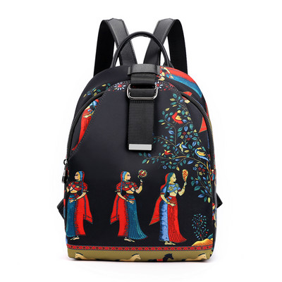 Γυναικείο υφασμάτινο σακίδιο πλάτης με απλικέ και μεταλλικό στοιχείο