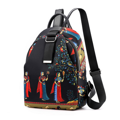 Γυναικείο υφασμάτινο σακίδιο πλάτης με απλικέ και μεταλλικό στοιχείο