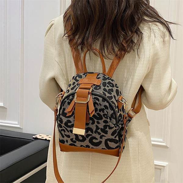 Öko-nahast ja tekstiilist väike ruuduline seljakott naistele