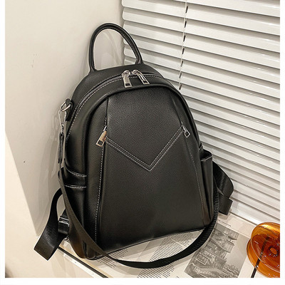 Μοντέρνο γυναικείο σακίδιο πλάτης με φερμουάρ - από οικολογικό δέρμα