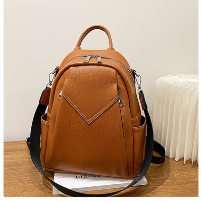 Μοντέρνο γυναικείο σακίδιο πλάτης με φερμουάρ - από οικολογικό δέρμα