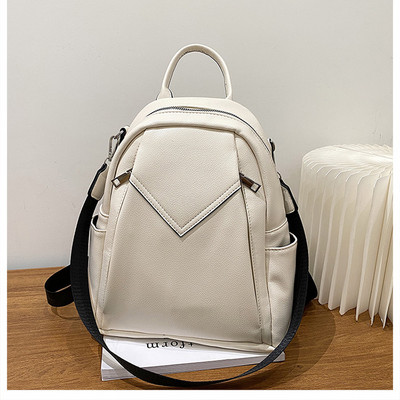 Μοντέρνο γυναικείο σακίδιο πλάτης με φερμουάρ - από οικολογικό δέρμα