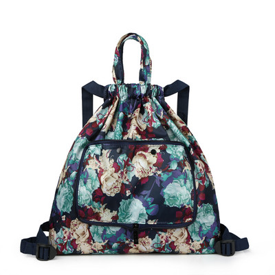 Γυναικείο χρωματιστό υφασμάτινο σακίδιο πλάτης με φλοράλ μοτίβα